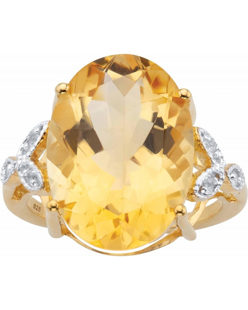 PalmBeach Yellow Gold-plated Sterling Silver Oval Cut Genuine Yellow Citrine and Round Genuine Topaz Ring Sizes 6-10 $32.49 R...