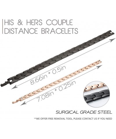 His and Hers Couples Bracelets Stainless Steel Distance Bracelets Gift for Valentine's Day Single Bracelet (Hers/Women's) $15...