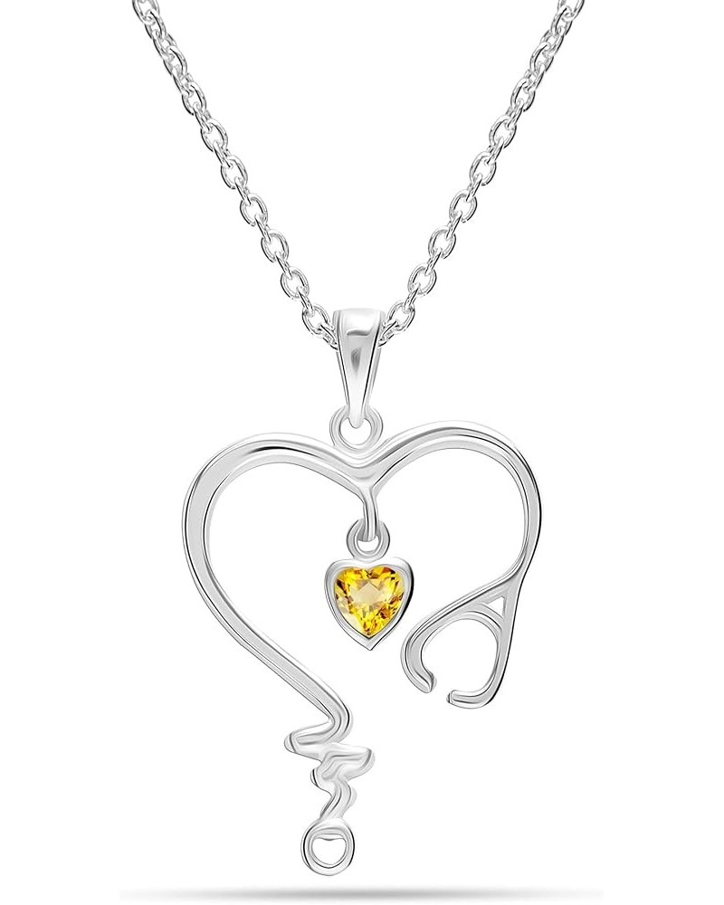 925 Sterling Silver Love Heart Pendant Necklace for Women Teens Stethoscope Heartbeat $23.19 Necklaces