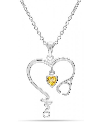 925 Sterling Silver Love Heart Pendant Necklace for Women Teens Stethoscope Heartbeat $23.19 Necklaces