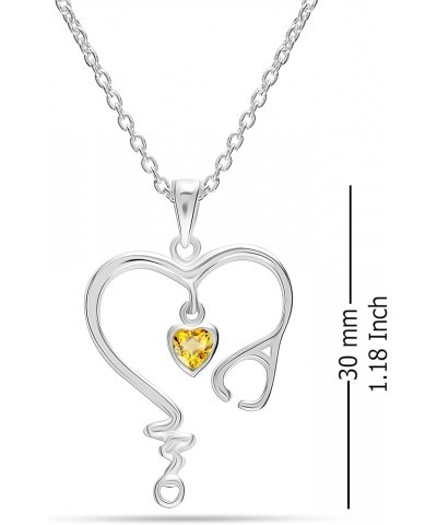 925 Sterling Silver Love Heart Pendant Necklace for Women Teens Stethoscope Heartbeat $23.19 Necklaces