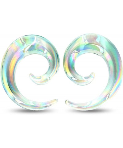 Glass Ear Tapers 8G-16mm Spiral Gauges Plugs Colorful Ear Stretchers for Women Men Handmade Hanger Gauges Earrings Clear -A $...