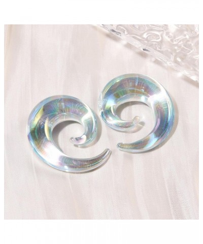 Glass Ear Tapers 8G-16mm Spiral Gauges Plugs Colorful Ear Stretchers for Women Men Handmade Hanger Gauges Earrings Clear -A $...