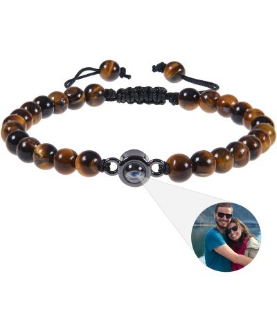 Natural Beads Bracelets Personalized Bracelets with Picture Inside for Men Custom Photo Projection Bracelet Personalized Gift...