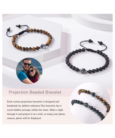 Natural Beads Bracelets Personalized Bracelets with Picture Inside for Men Custom Photo Projection Bracelet Personalized Gift...