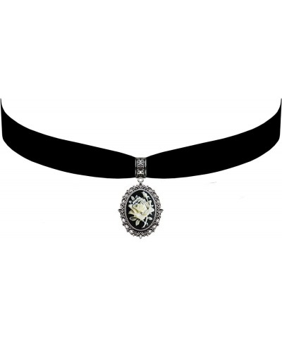 Black Velvet Flower Choker Steampunk Gothic Pendant Necklace Black $9.68 Necklaces