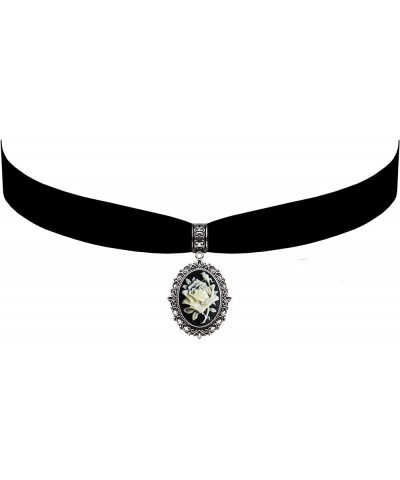 Black Velvet Flower Choker Steampunk Gothic Pendant Necklace Black $9.68 Necklaces