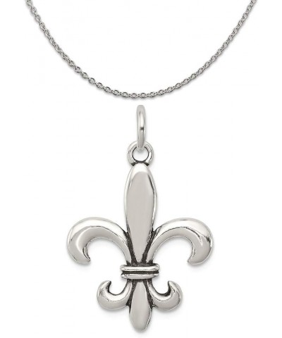 Sterling Silver Antiqued Fleur De Lis Charm (30mm x 18mm) 20.0 Inches $17.67 Necklaces