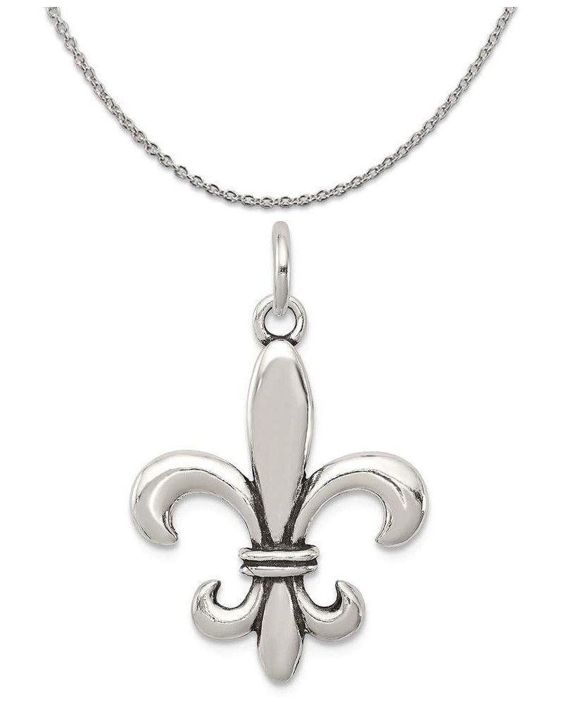 Sterling Silver Antiqued Fleur De Lis Charm (30mm x 18mm) 20.0 Inches $17.67 Necklaces