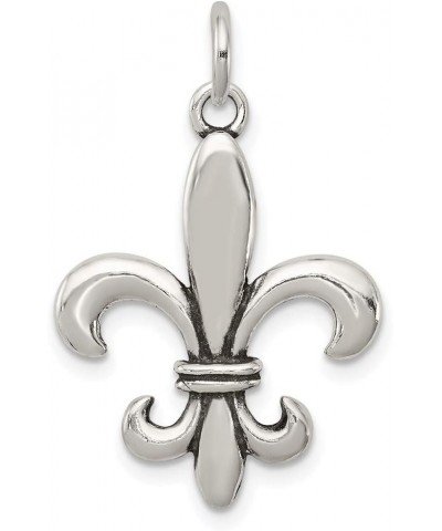 Sterling Silver Antiqued Fleur De Lis Charm (30mm x 18mm) 20.0 Inches $17.67 Necklaces