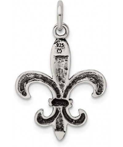 Sterling Silver Antiqued Fleur De Lis Charm (30mm x 18mm) 20.0 Inches $17.67 Necklaces