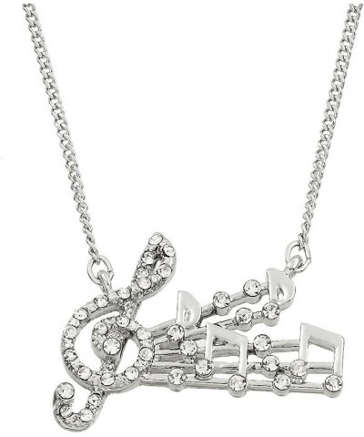 Music Note Pendant Necklace Rhinestone Crystal Rhodium High Polished Style 1 $8.31 Necklaces