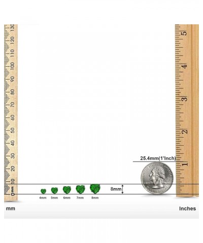 Heart Stud Earrings Simulated Cubic Zirconia 925 Sterling Silver (4mm-8mm) Black Tone, Simulated Green Emerald CZ 7.0 Millime...