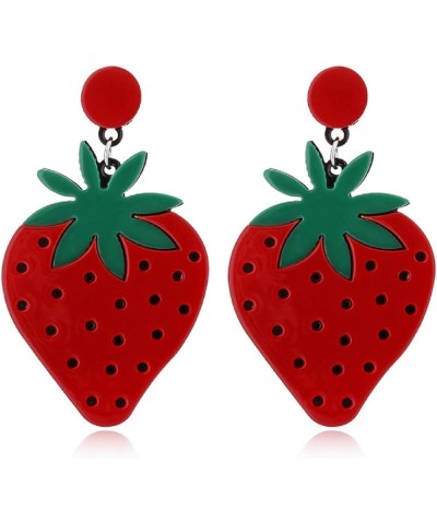 Women's Fashion and Fun Lightweight Acrylic Big and Colorful Cute Drop and Dangle Statement Earrings strawberry $9.18 Earrings