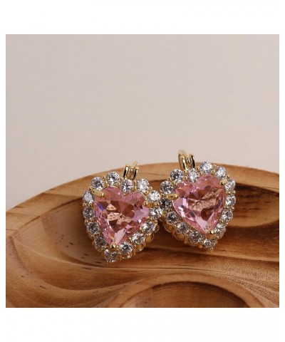 Crystal Heart Reversible Gold Hoop Stud Earrings for Women Teen Girls, Cute Rhinestone Front Back Love Ball Leaf Huggie Earin...