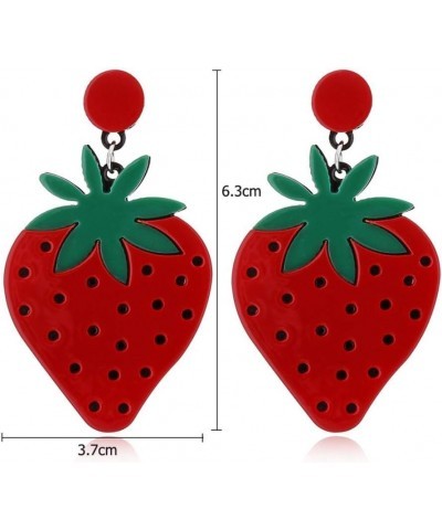 Women's Fashion and Fun Lightweight Acrylic Big and Colorful Cute Drop and Dangle Statement Earrings strawberry $9.18 Earrings