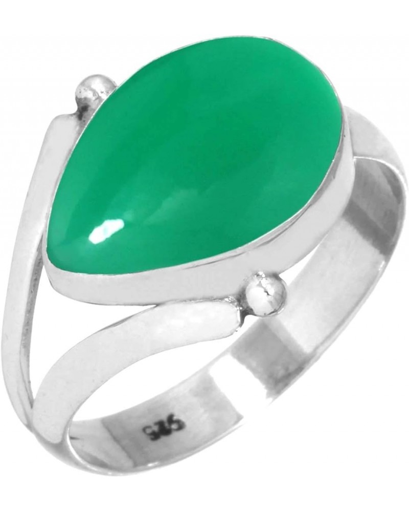 925 Sterling Silver Handmade Ring for Women 10x14 Pear Gemstone Statement Jewelry for Gift (99149_R) Green Onyx $20.58 Rings