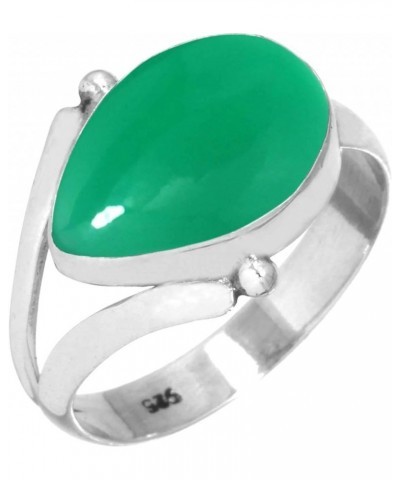 925 Sterling Silver Handmade Ring for Women 10x14 Pear Gemstone Statement Jewelry for Gift (99149_R) Green Onyx $20.58 Rings