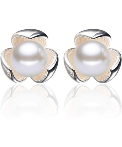 Earrings Set for Women Girls, Women Fashion Faux Pearl Inlaid Clover Stud Earrings Wedding Party Jewelry Gift White $3.57 Ear...