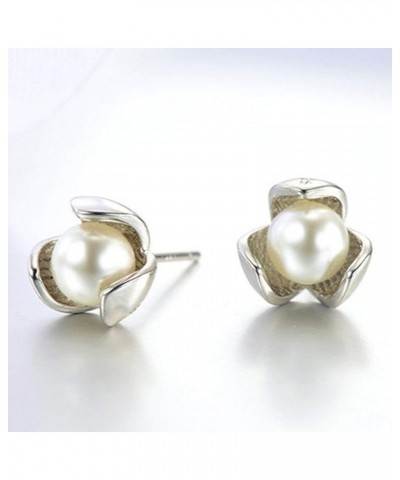 Earrings Set for Women Girls, Women Fashion Faux Pearl Inlaid Clover Stud Earrings Wedding Party Jewelry Gift White $3.57 Ear...