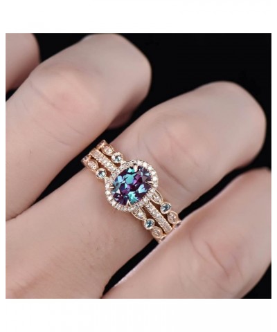 3Pcs Women Heart Shape Rings Inlaid Zircon Amethyst Bridal Wedding Band Set Fashion Exquisite Jewelry for Her (A-A, 9) A-a 10...