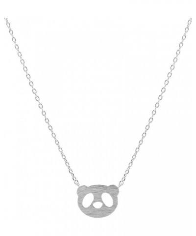 Handmade Brush Metal Panda Head Necklace Matte Silver $7.94 Necklaces