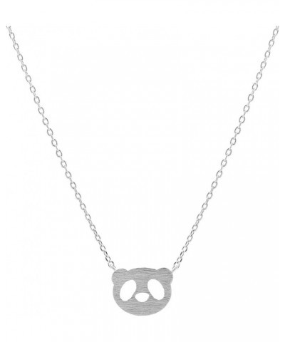 Handmade Brush Metal Panda Head Necklace Matte Silver $7.94 Necklaces