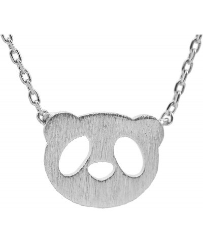 Handmade Brush Metal Panda Head Necklace Matte Silver $7.94 Necklaces