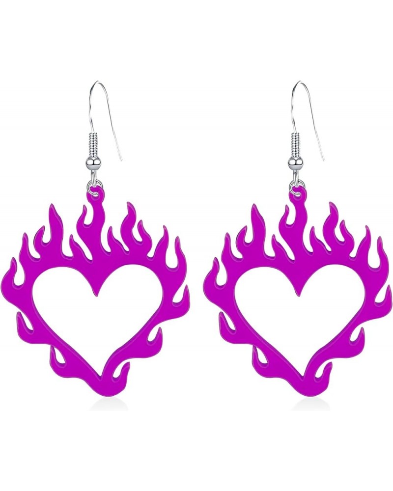 Red Light weight Halloween Acrylic Flame Heart Dangle Earrings Unique Charm Hollow Out Flame Love Heart Earrings for Women Gi...