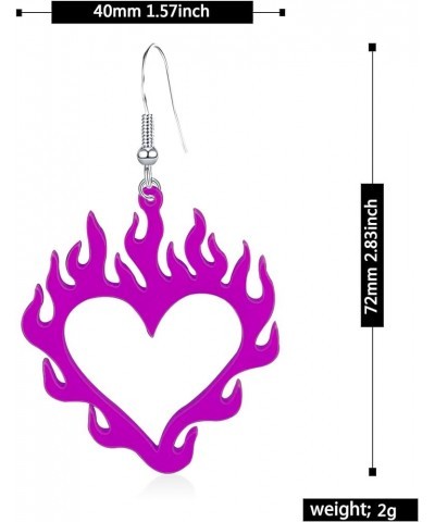 Red Light weight Halloween Acrylic Flame Heart Dangle Earrings Unique Charm Hollow Out Flame Love Heart Earrings for Women Gi...