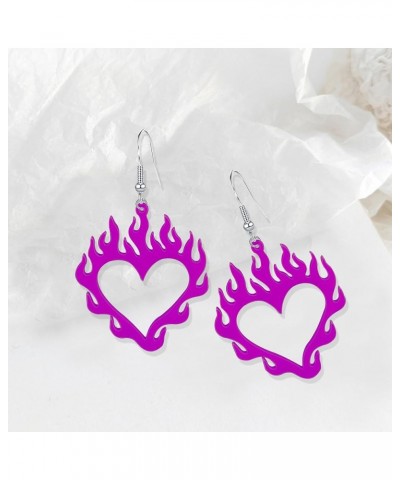 Red Light weight Halloween Acrylic Flame Heart Dangle Earrings Unique Charm Hollow Out Flame Love Heart Earrings for Women Gi...