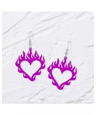 Red Light weight Halloween Acrylic Flame Heart Dangle Earrings Unique Charm Hollow Out Flame Love Heart Earrings for Women Gi...