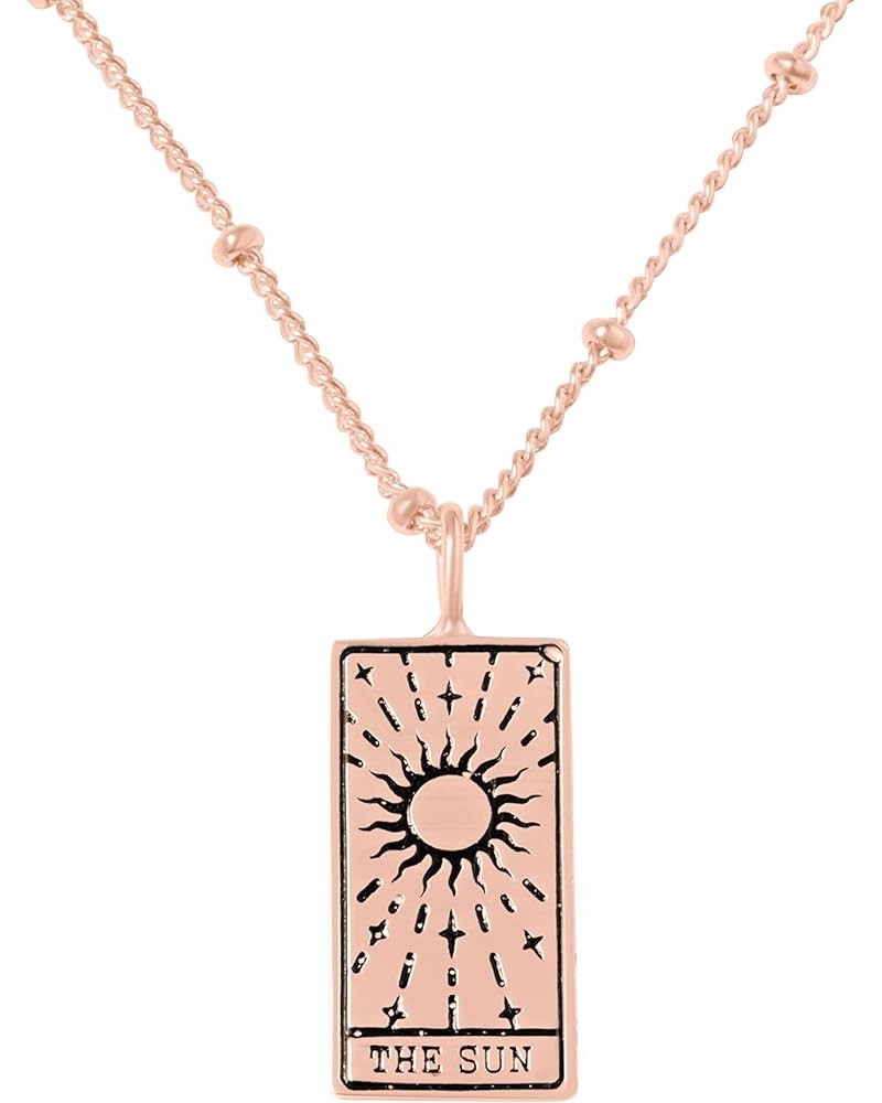 Tarot Card Fortune Pendant Charm Necklace For Women Star World Sun Moon Heart Wisdom Strength Fortune Sun Card Rosegold $10.4...