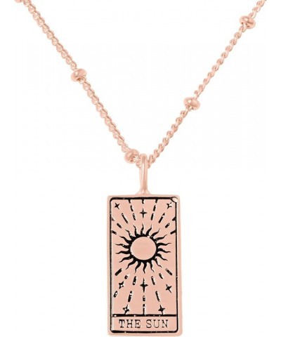 Tarot Card Fortune Pendant Charm Necklace For Women Star World Sun Moon Heart Wisdom Strength Fortune Sun Card Rosegold $10.4...