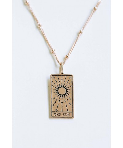 Tarot Card Fortune Pendant Charm Necklace For Women Star World Sun Moon Heart Wisdom Strength Fortune Sun Card Rosegold $10.4...