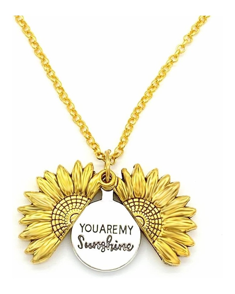 Sunflower Necklace for Women Girls You are My Sunshine Necklace Vintage Golden $6.71 Necklaces