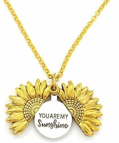 Sunflower Necklace for Women Girls You are My Sunshine Necklace Vintage Golden $6.71 Necklaces