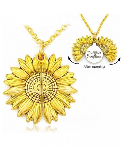 Sunflower Necklace for Women Girls You are My Sunshine Necklace Vintage Golden $6.71 Necklaces