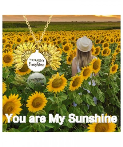 Sunflower Necklace for Women Girls You are My Sunshine Necklace Vintage Golden $6.71 Necklaces