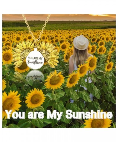 Sunflower Necklace for Women Girls You are My Sunshine Necklace Vintage Golden $6.71 Necklaces