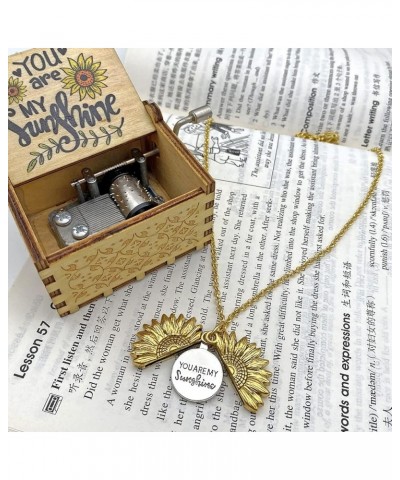 Sunflower Necklace for Women Girls You are My Sunshine Necklace Vintage Golden $6.71 Necklaces