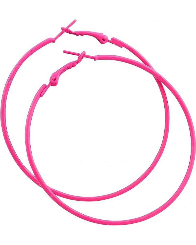 IDB Classic Stainless Steel Big Hoop Earrings - 2.32" x 2.48" x 0.07" (59x63x2mm) - Multiple Colors to choose from Hot Pink $...