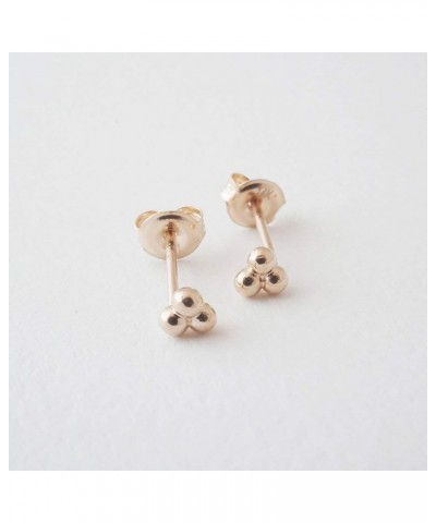 Trinity Ball Studs in 14k Gold or 14k Rose Gold | Minimalist, Delicate Jewelry Rose Gold $37.51 Earrings