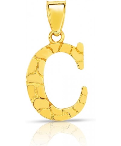 10k Yellow Gold Nugget Style Block Personalized Initial Alphabet Pendant with Optional 18" Necklace C $28.64 Necklaces