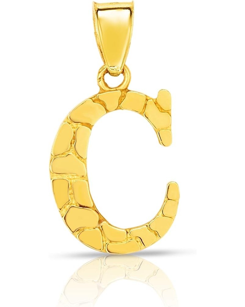 10k Yellow Gold Nugget Style Block Personalized Initial Alphabet Pendant with Optional 18" Necklace C $28.64 Necklaces