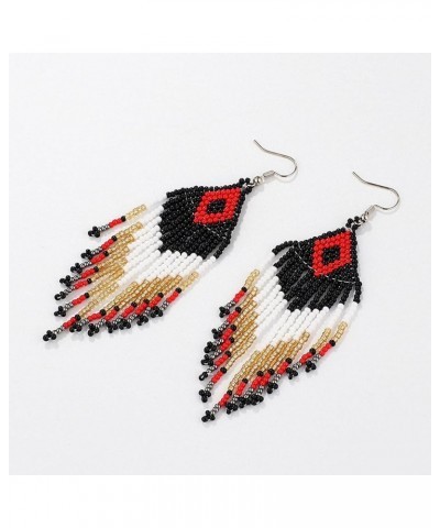 Beaded Tassel Earrings for Women Native American Beaded Earrings Statement Handmade Seed Earrings Long Fringe Drop Earrings B...