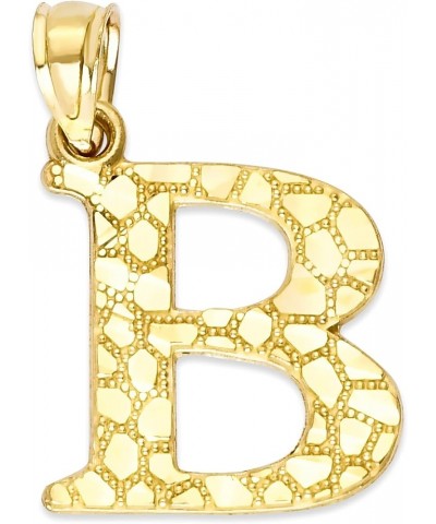 10k Solid Gold Initial Pendant for Necklace Golden Nugget Letter Jewelry Personalized Gift for Her B $27.84 Necklaces