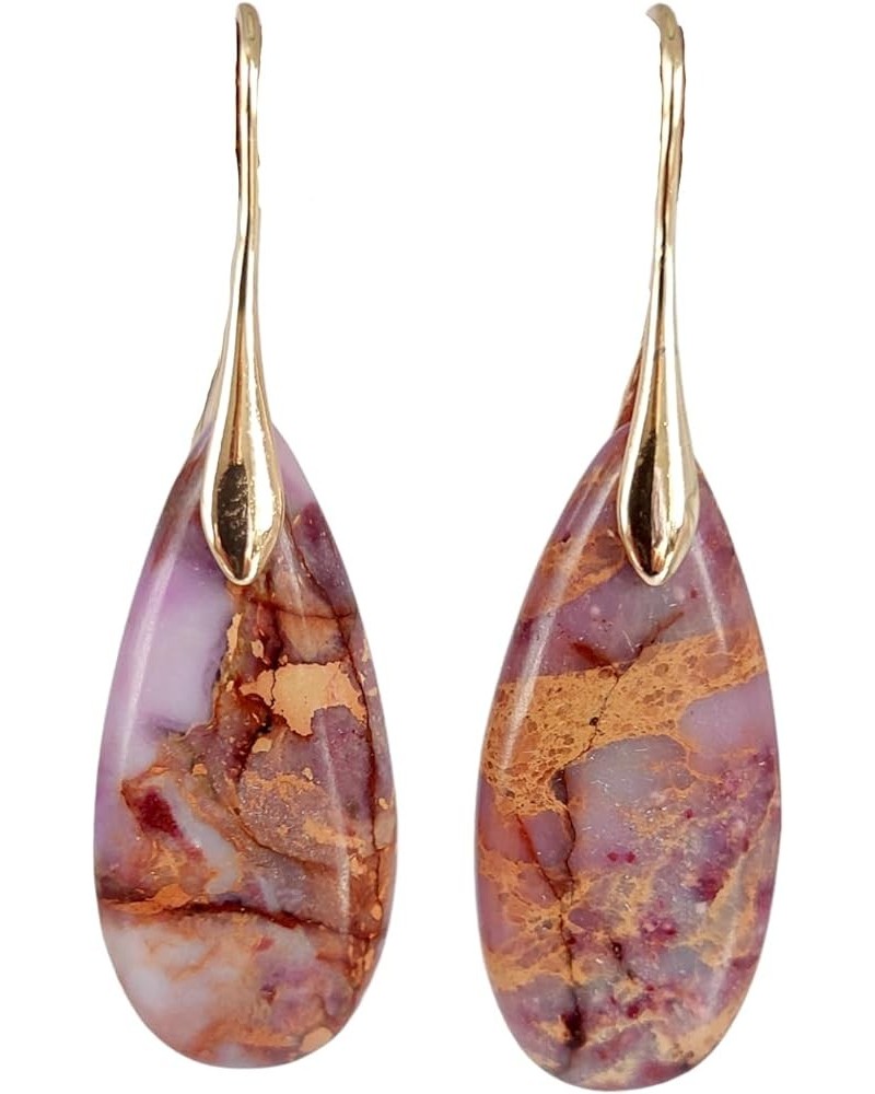 Natural jasper earrings with 14K Gold plated stainless steel Hooks Turquoise $19.42 Earrings