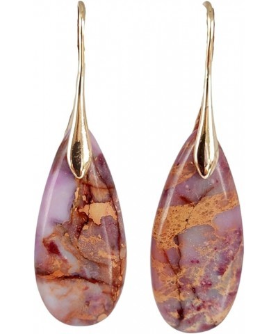 Natural jasper earrings with 14K Gold plated stainless steel Hooks Turquoise $19.42 Earrings