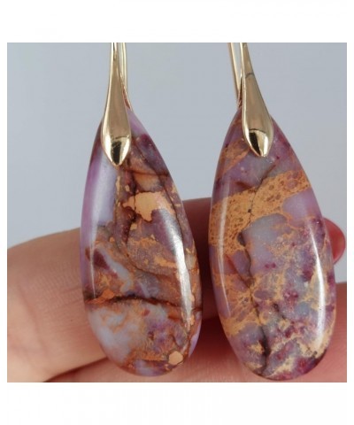 Natural jasper earrings with 14K Gold plated stainless steel Hooks Turquoise $19.42 Earrings